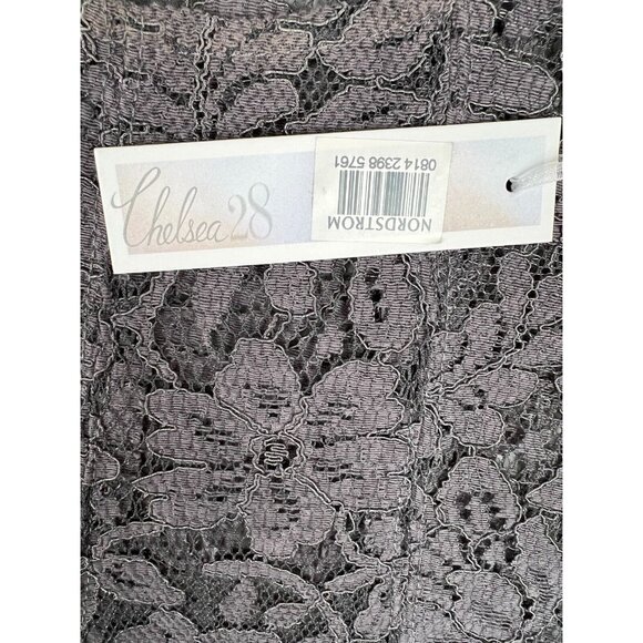 NWT Chelsea28 Lace Top Blouse XS Short Capped Sleeve Gray Floral Design - Picture 9 of 13